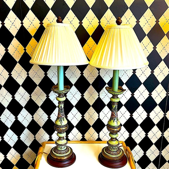 Vintage Other - Vintage Pair Tall Ornate Lamps – Regency & Chinoiserie-Inspired Elegance